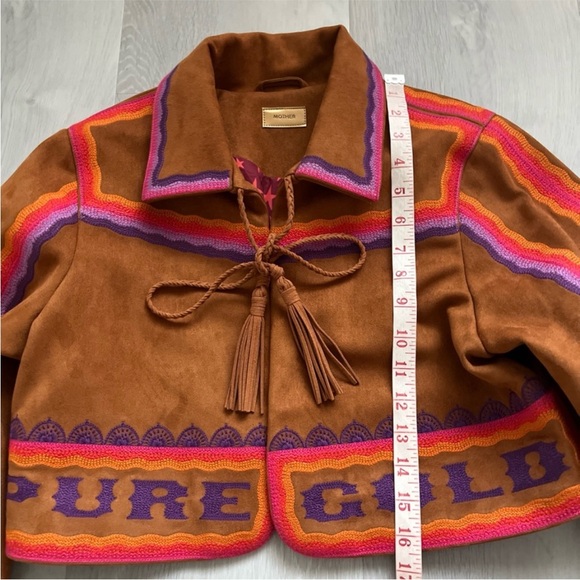 MOTHER THE SHRUGGER JACKET FAUX LEATHER BROWN SUEDE COACHELLA FESTIVAL SMALL - Picture 3 of 8